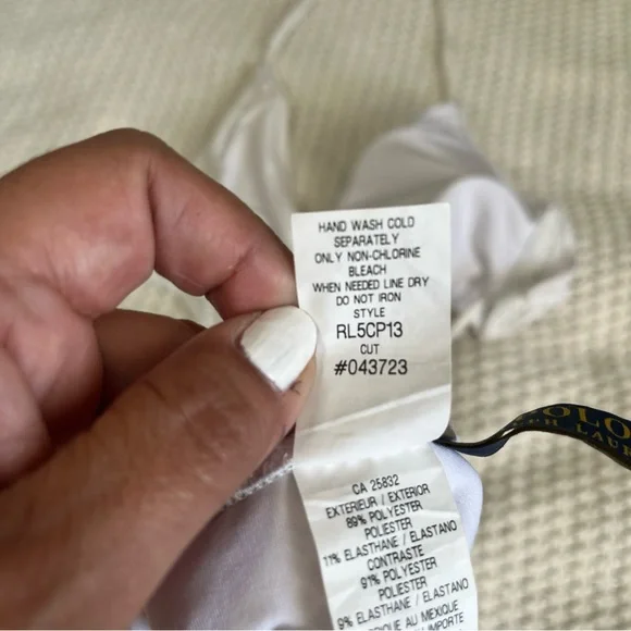 Polo Ralph Lauren White Lace Crochet Women’s One Piece Swimsuit Blue Label - Picture 11 of 12